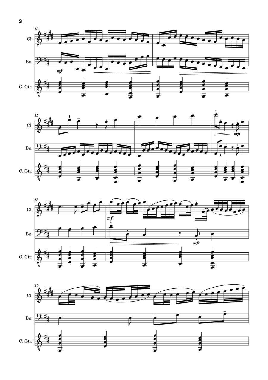 Canon in D Major, P.37; T.337. Clarinet, Bassoon and Guitar. Score and Parts Chamber Music scores gallery preview page 2