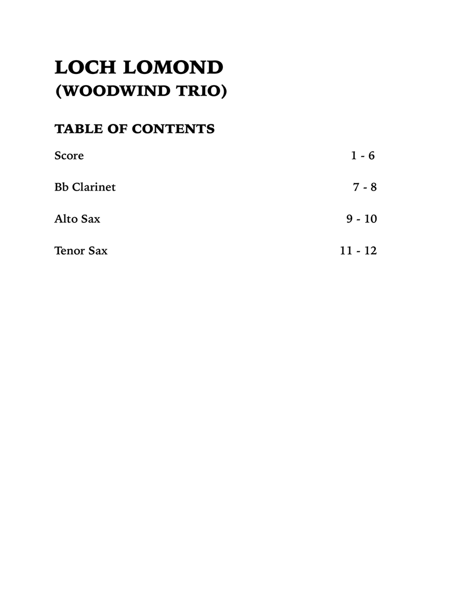 Loch Lomond (Woodwind Trio): Clarinet, Alto Sax and Tenor Sax Woodwind Trio scores gallery preview page 4