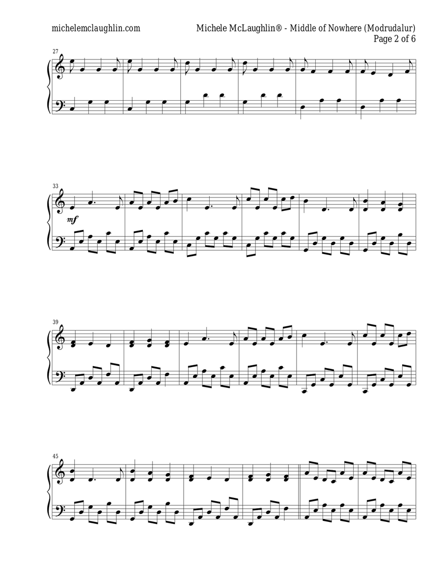 Middle of Nowhere (Modrudalur) Piano Solo scores gallery preview page 2