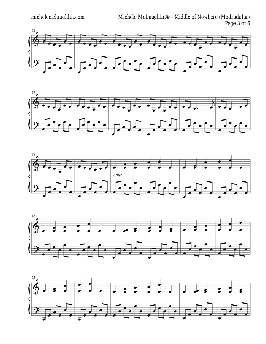 Middle of Nowhere (Modrudalur) Piano Solo scores gallery preview page 3