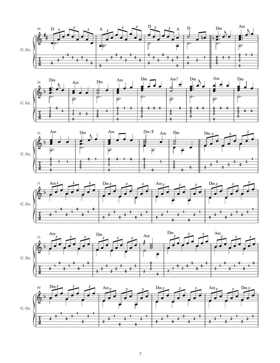 Variations on Streets of Laredo Acoustic Guitar scores gallery preview page 2
