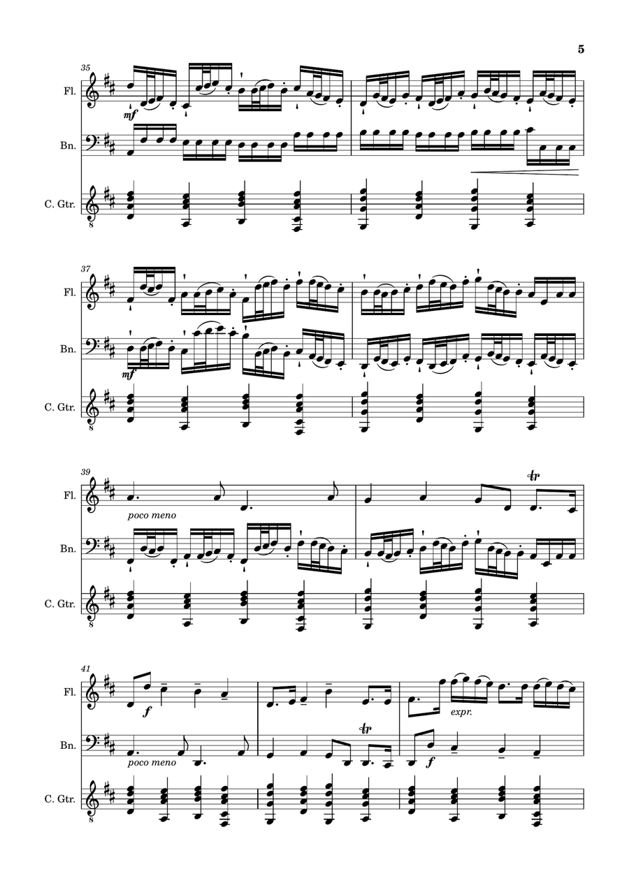 Canon in D Major, P.37; T.337. Flute, Bassoon and Guitar. Score and Parts Chamber Music scores gallery preview page 5