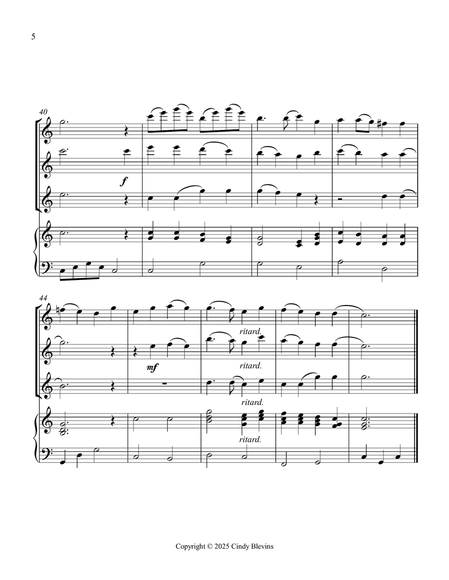 All Glory, Laud and Honor, for Three Flutes and Piano Small Ensemble scores gallery preview page 6