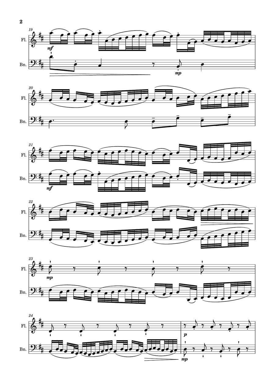 Canon in D Major, P.37; T.337. Arranged for Flute and Bassoon. Woodwind Duet scores gallery preview page 2