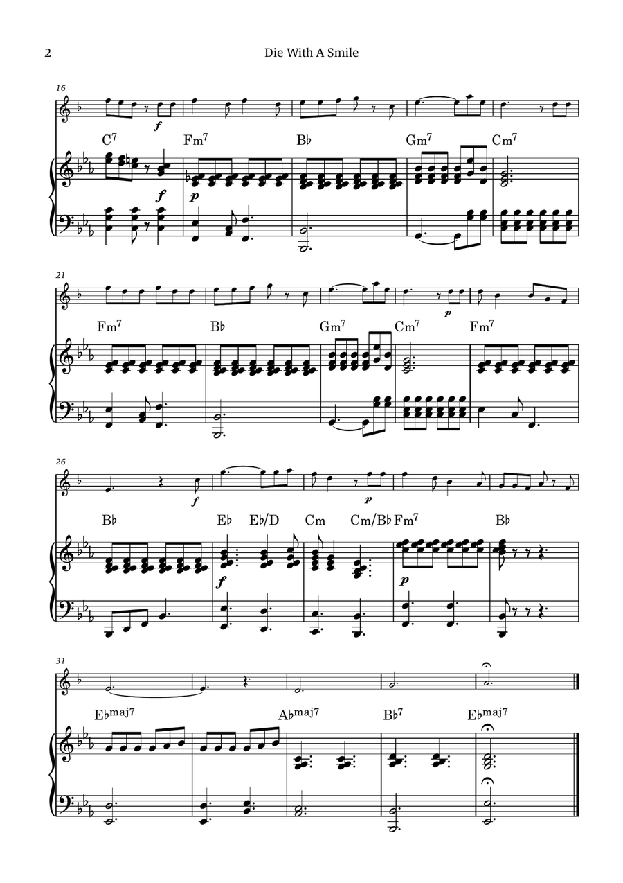 Die With A Smile Tenor Saxophone scores gallery preview page 2