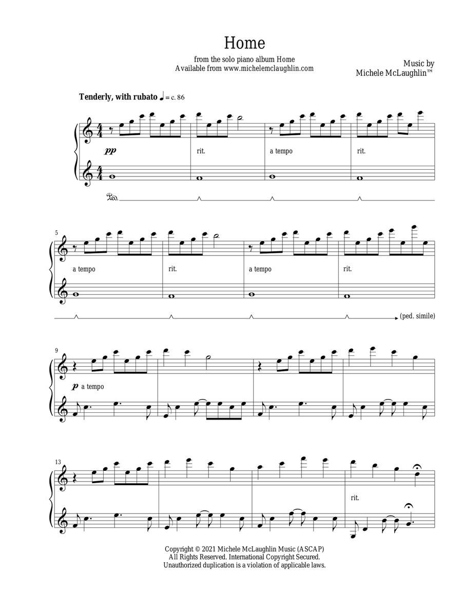 Home Piano Solo scores gallery preview page 1