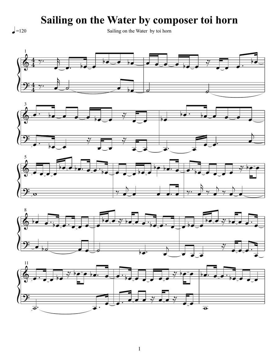 Sailing on the Water Piano Solo scores gallery preview page 1