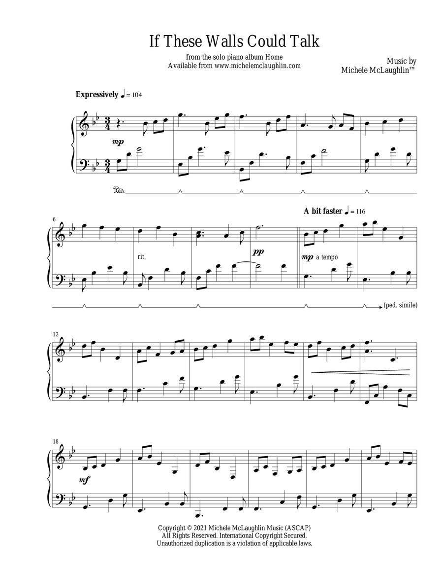 If These Walls Could Talk Piano Solo scores gallery preview page 1