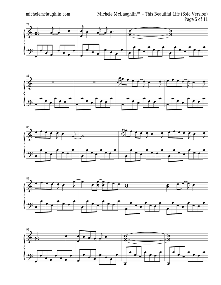 This Beautiful Life (Solo Version) Piano Solo scores gallery preview page 5
