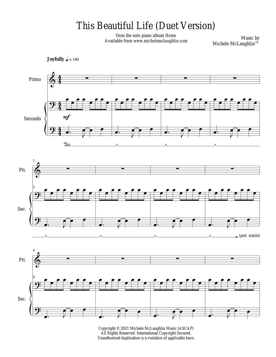 This Beautiful Life (Duet Version) Piano Solo scores gallery preview page 1