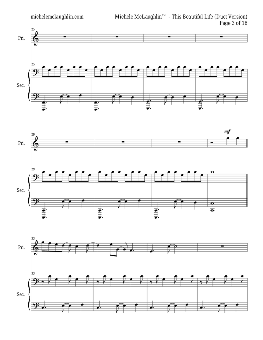This Beautiful Life (Duet Version) Piano Solo scores gallery preview page 3