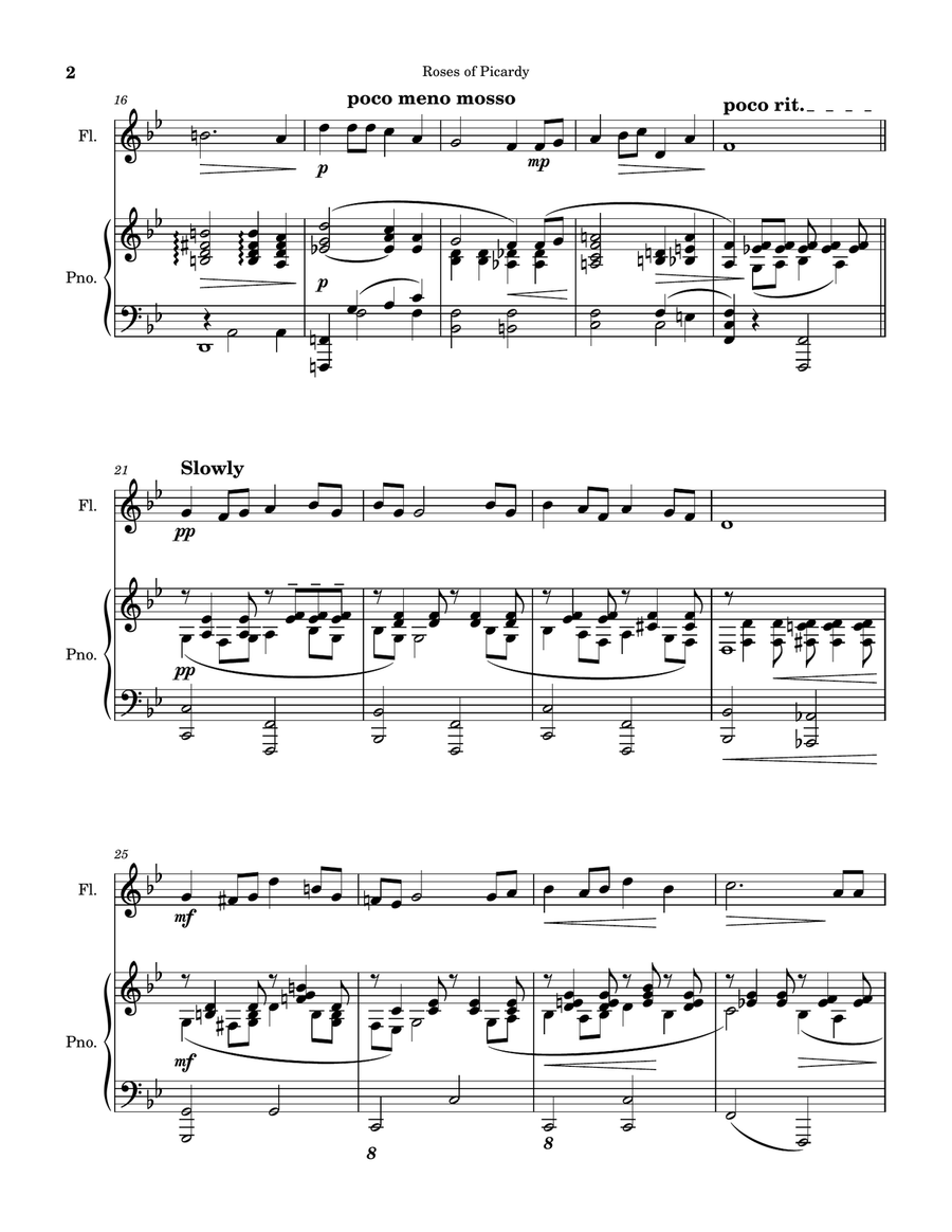 Roses of Picardy (Haydn Wood) - Flute Solo with Piano Accompaniment Flute Solo scores gallery preview page 2