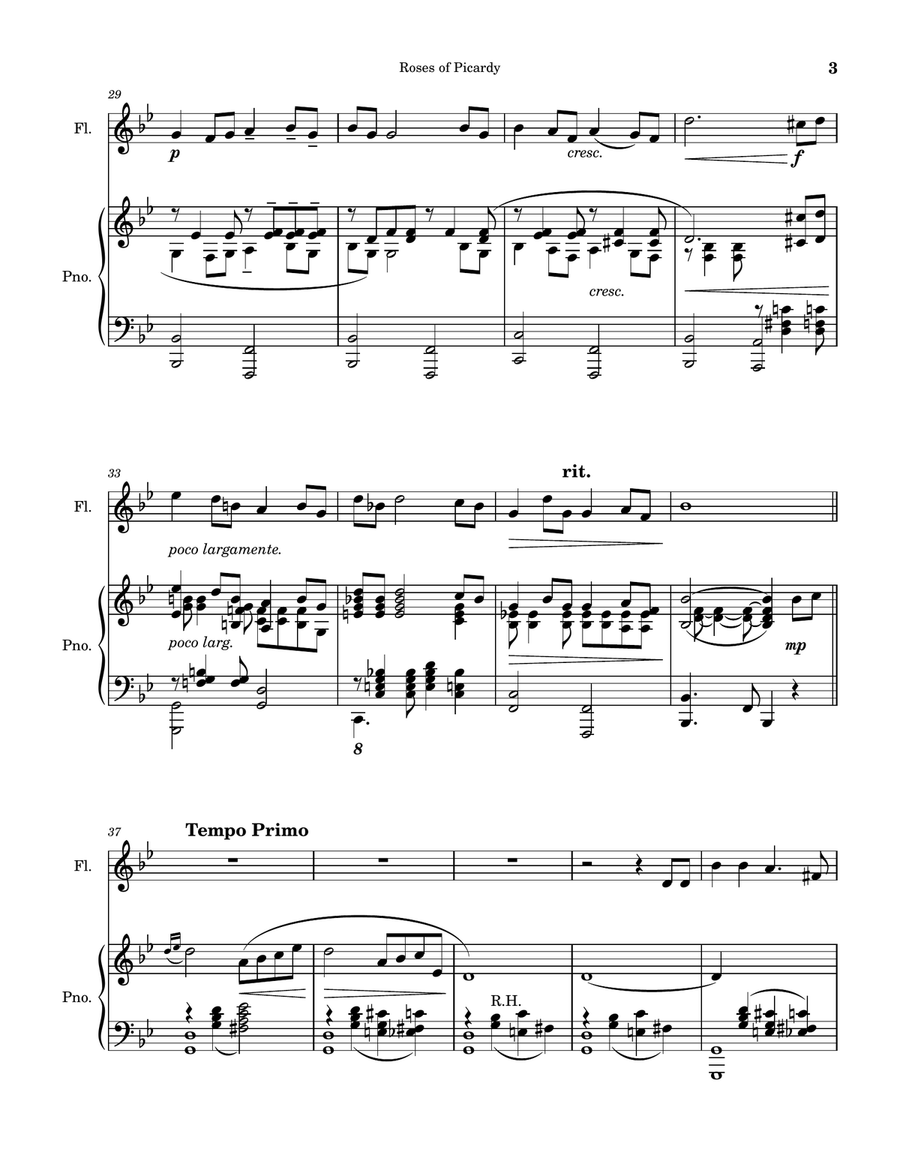 Roses of Picardy (Haydn Wood) - Flute Solo with Piano Accompaniment Flute Solo scores gallery preview page 3