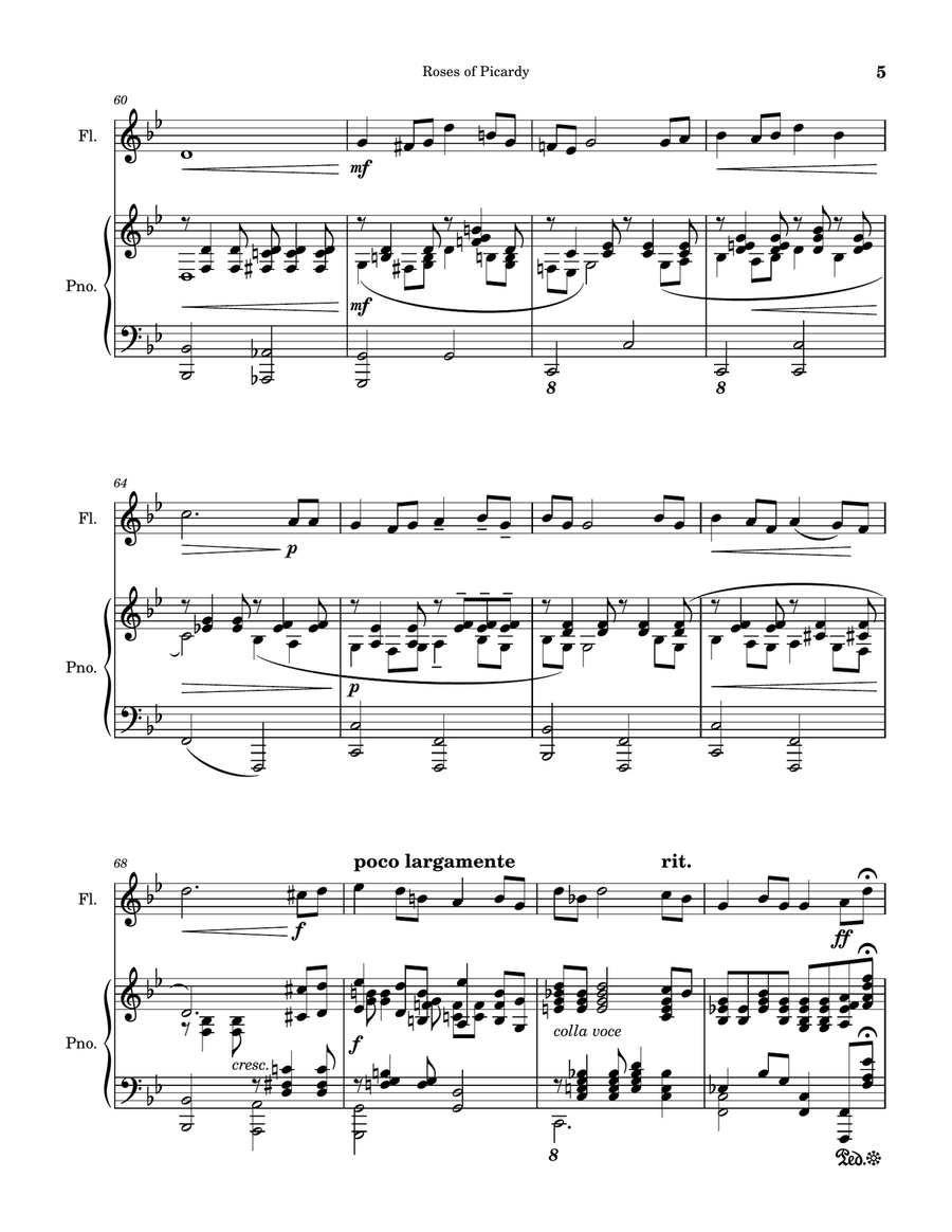 Roses of Picardy (Haydn Wood) - Flute Solo with Piano Accompaniment Flute Solo scores gallery preview page 5