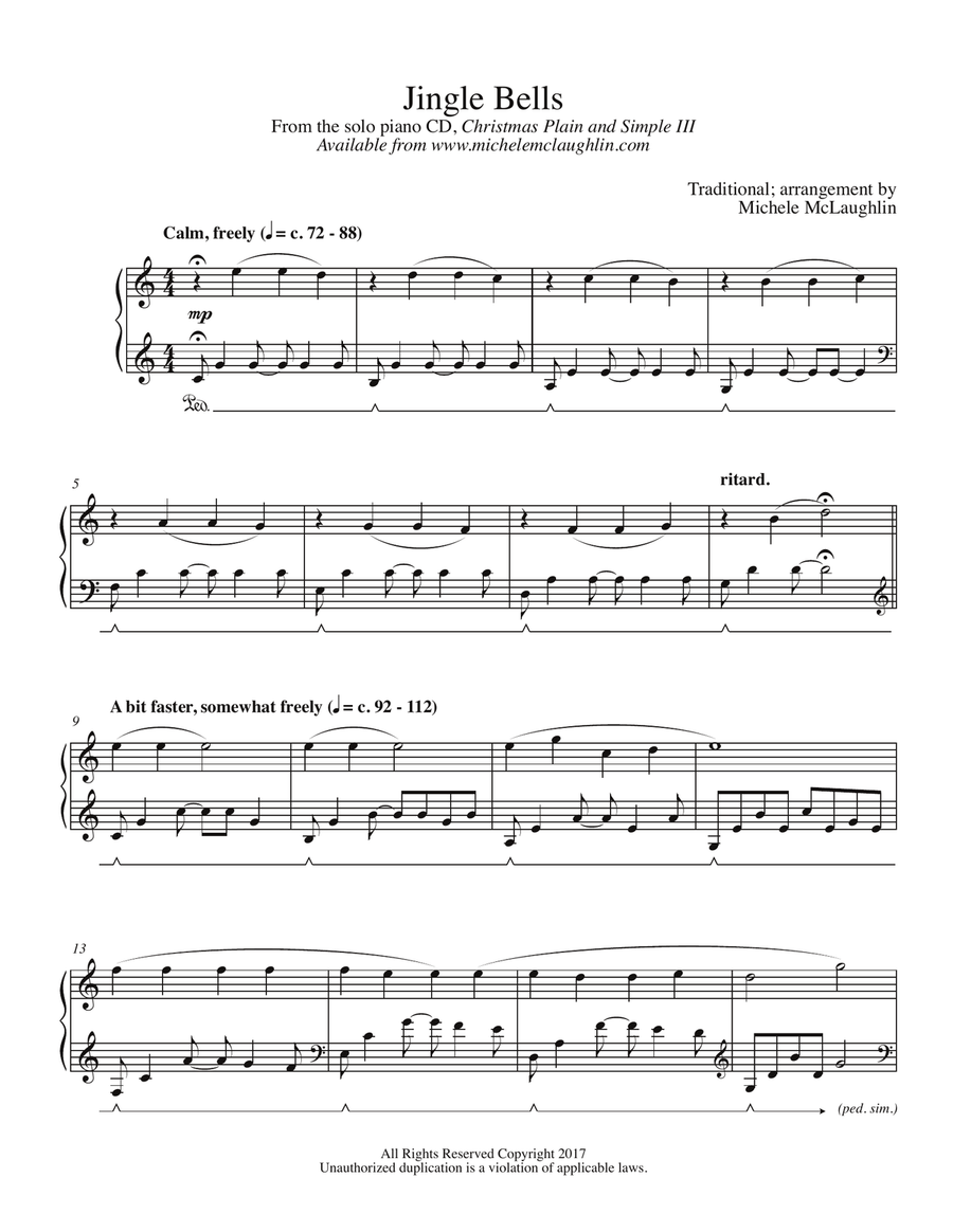 Jingle Bells Jingle Bells Piano Solo scores gallery preview page 1