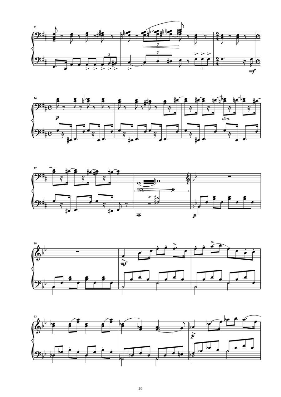 Peter and the Wolf Op.67 - The Grandfather - Sergey Prokofiev Piano Solo scores gallery preview page 2