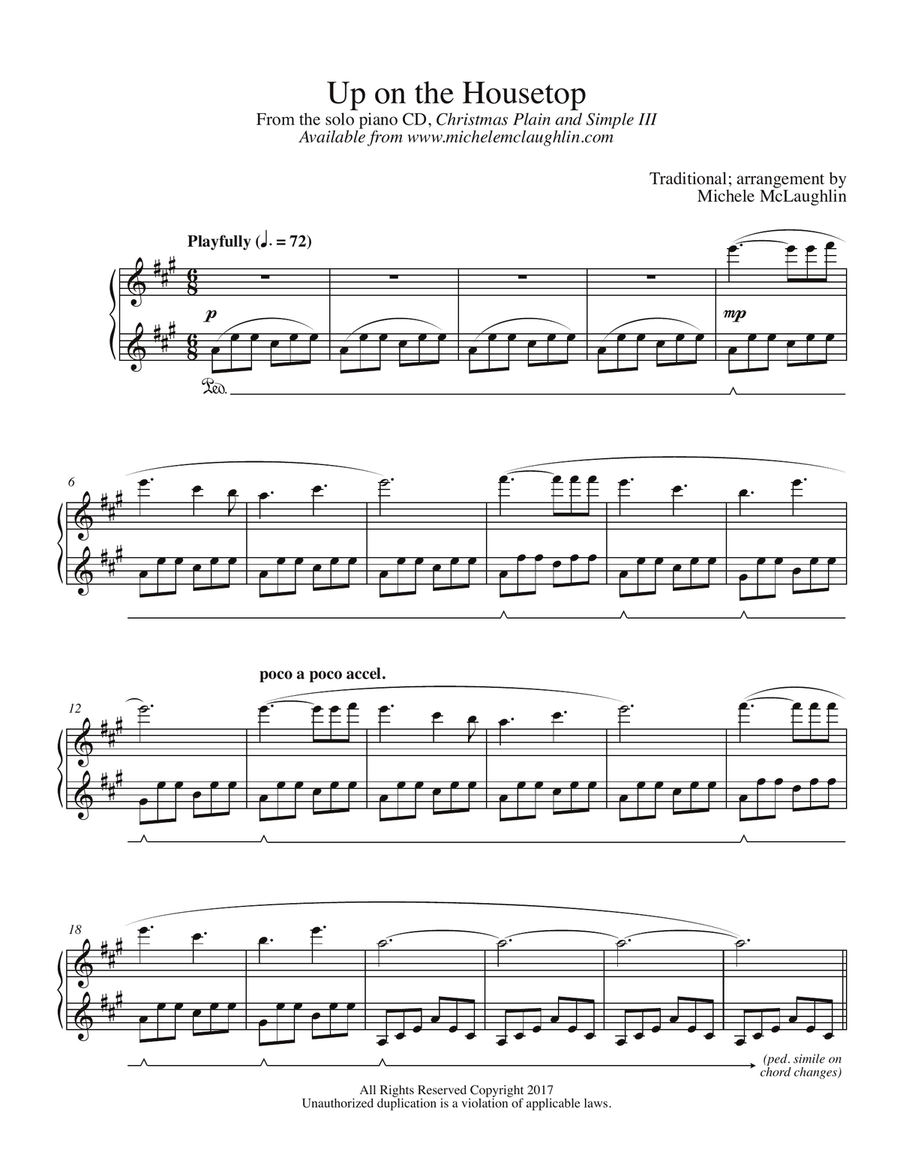 Up On The Housetop Up On The Housetop Piano Solo scores gallery preview page 1