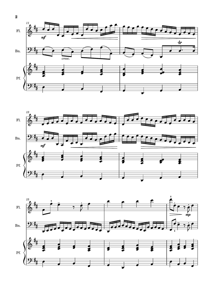 Canon in D Major, P.37; T.337. Flute, Bassoon and Piano. Score and Parts Woodwind Duet scores gallery preview page 2