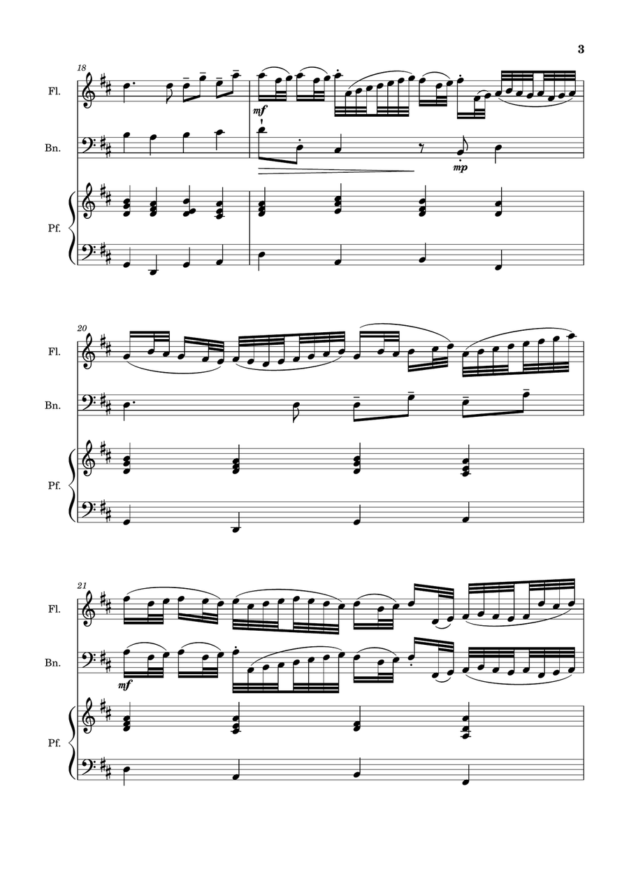 Canon in D Major, P.37; T.337. Flute, Bassoon and Piano. Score and Parts Woodwind Duet scores gallery preview page 3