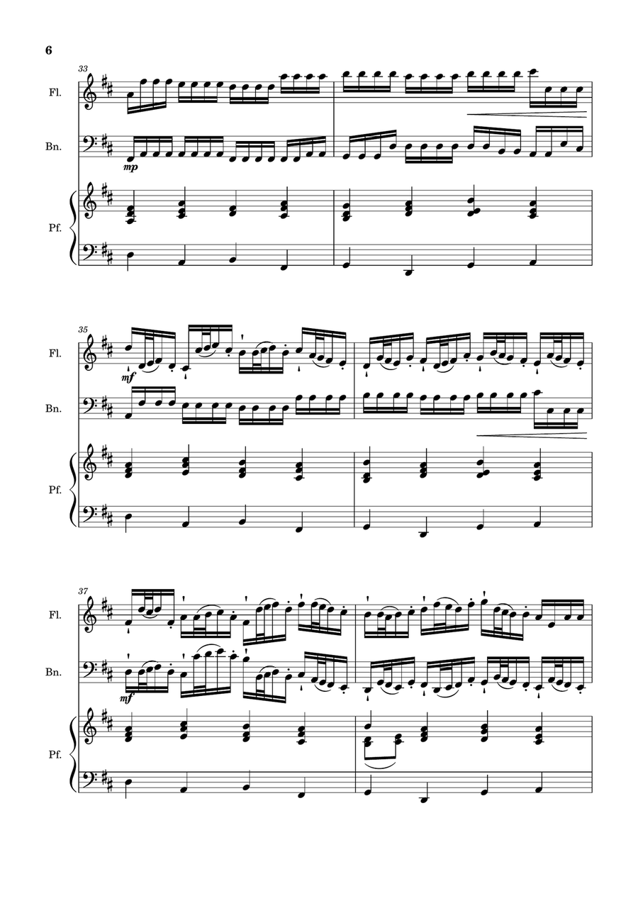 Canon in D Major, P.37; T.337. Flute, Bassoon and Piano. Score and Parts Woodwind Duet scores gallery preview page 6