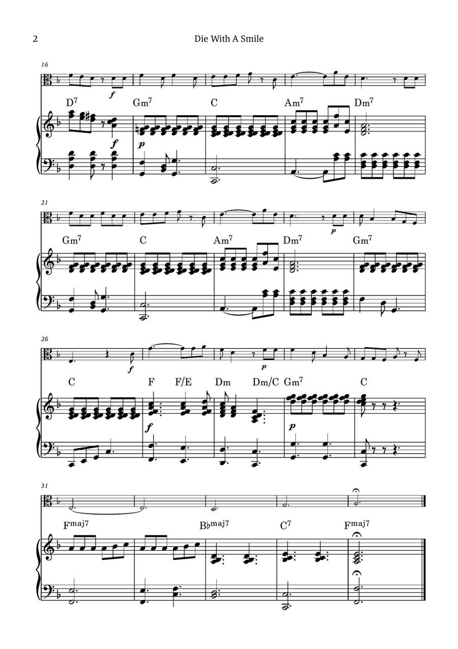 Die With A Smile Viola scores gallery preview page 2
