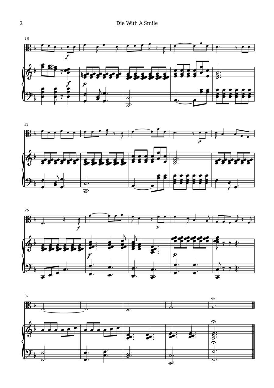 Die With A Smile Viola scores gallery preview page 2