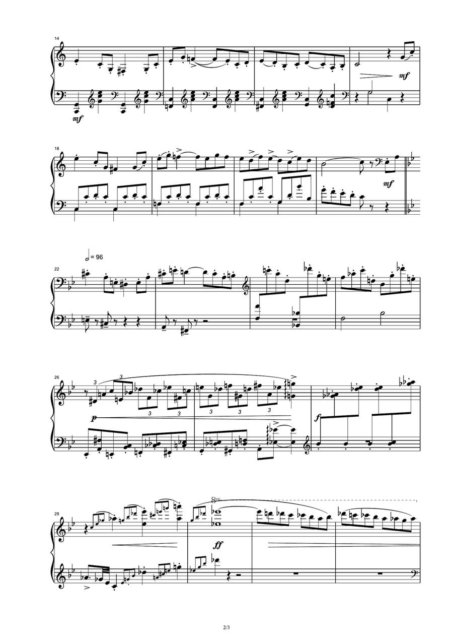 Peter and the Wolf Op.67 - The Cat - Sergey Prokofiev Piano Solo scores gallery preview page 2