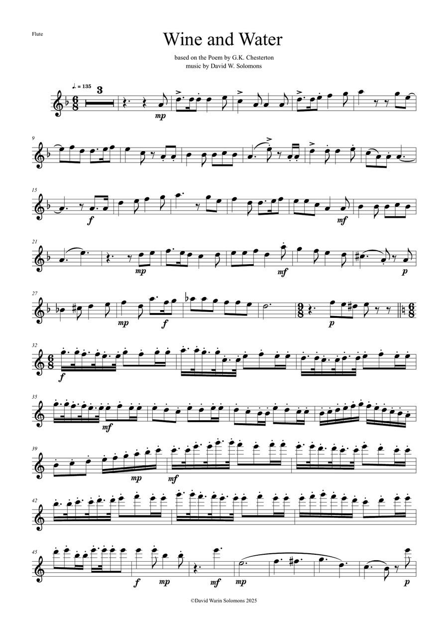 Wine and Water (Old Noah he had an Ostrich Farm) for wind trio (flute, clarinet, bassoon) Woodwind Trio scores gallery preview page 4