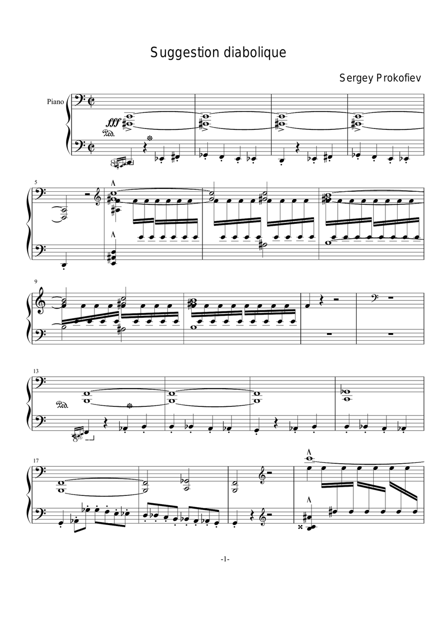 Suggestion diabolique - Sergey Prokofiev Piano Solo scores gallery preview page 1