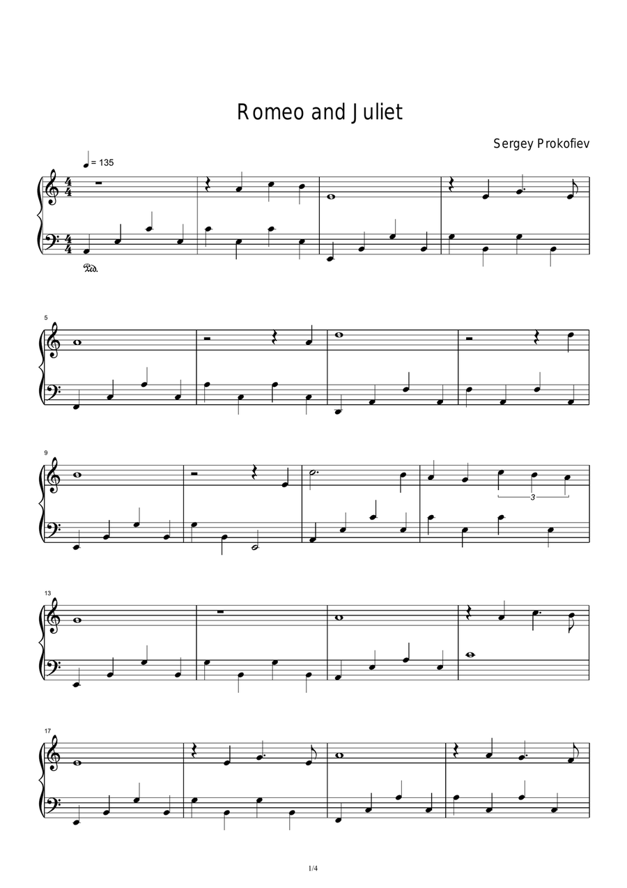 Romeo and Juliet - Sergey Prokofiev Piano Solo scores gallery preview page 1