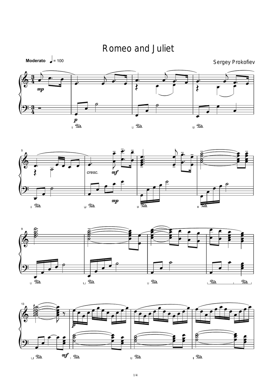 Romeo and Juliet - Sergey Prokofiev Piano Solo scores gallery preview page 1
