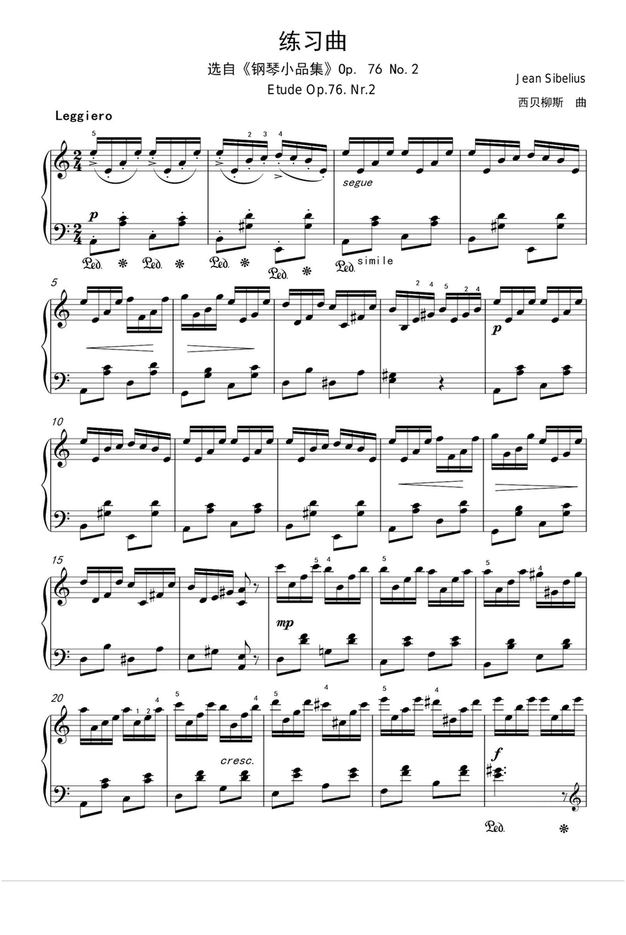 Etude Op.76. Nr.2 - Jean Sibelius Piano Method scores gallery preview page 1