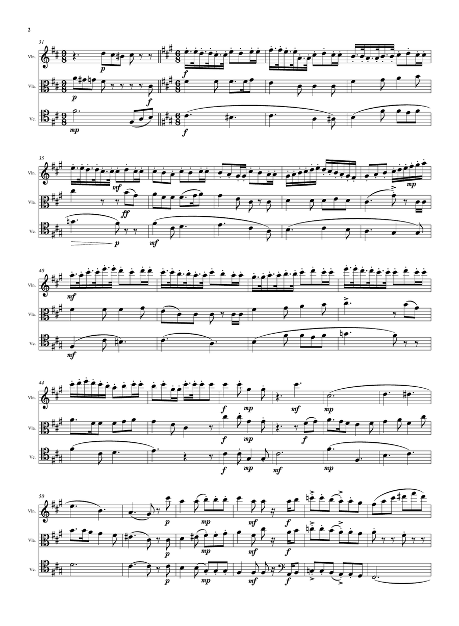 Wine and Water (Old Noah he had an Ostrich Farm) for string trio String Trio scores gallery preview page 2