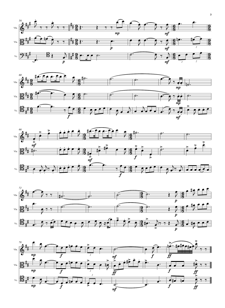 Wine and Water (Old Noah he had an Ostrich Farm) for string trio String Trio scores gallery preview page 3