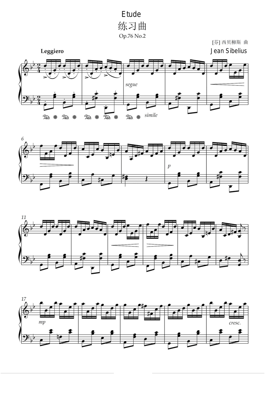 Etude Op.76. Nr.2 - Jean Sibelius Piano Method scores gallery preview page 1