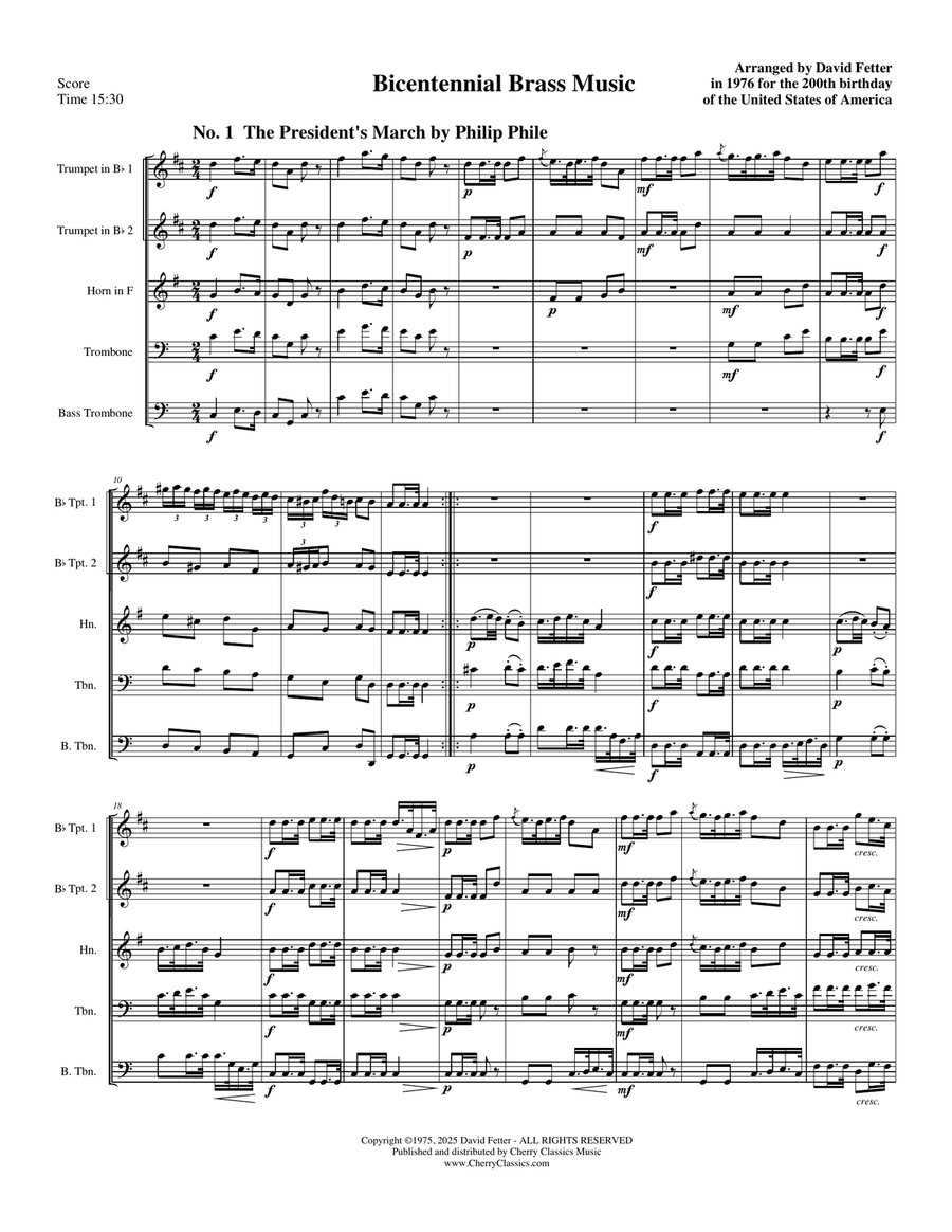 American Bicentennial Music for Brass Quintet Brass Quintet scores gallery preview page 1