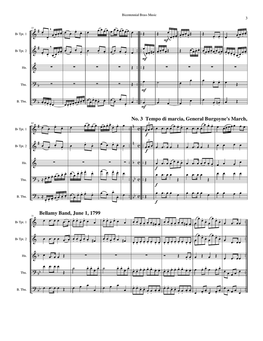American Bicentennial Music for Brass Quintet Brass Quintet scores gallery preview page 3