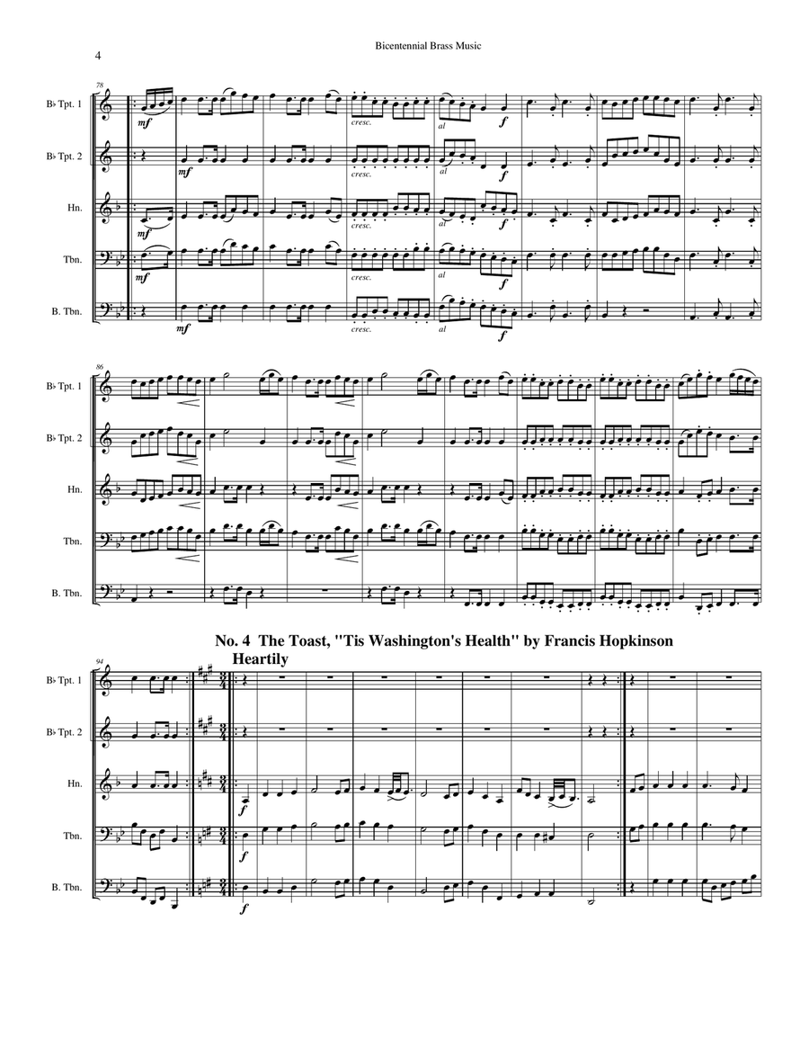 American Bicentennial Music for Brass Quintet Brass Quintet scores gallery preview page 4