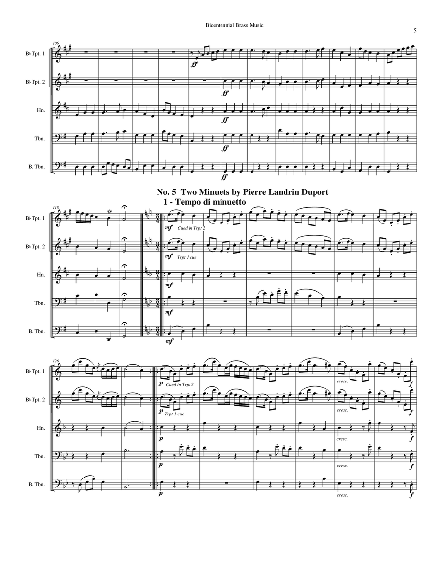 American Bicentennial Music for Brass Quintet Brass Quintet scores gallery preview page 5