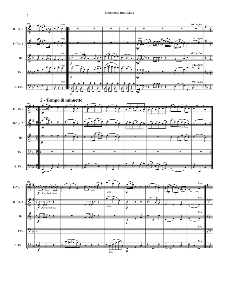 American Bicentennial Music for Brass Quintet Brass Quintet scores gallery preview page 6