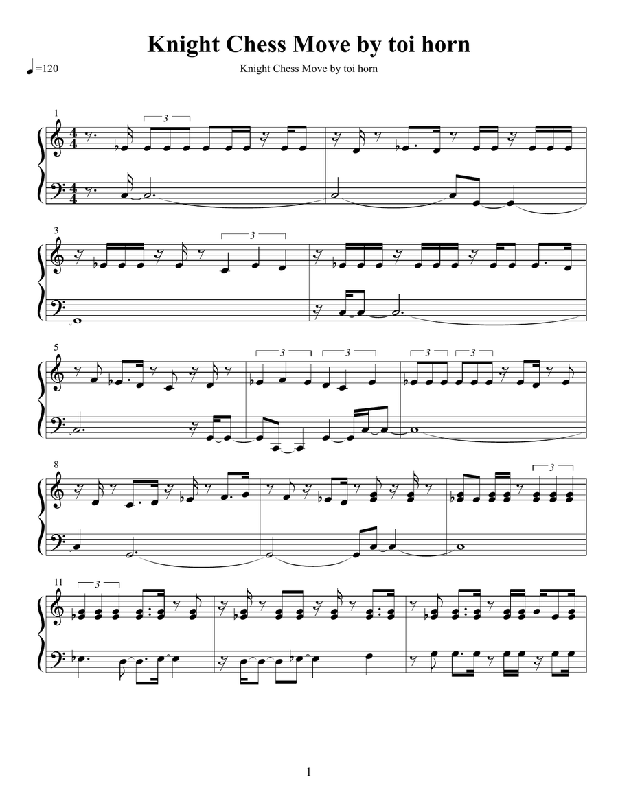 Knight Chess Moves Knight Chess Moves Piano Solo scores gallery preview page 1