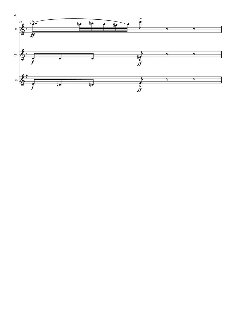 Wine and Water (Old Noah he had an Ostrich Farm) for wind trio (flute, oboe, clarinet) Woodwind Trio scores gallery preview page 4