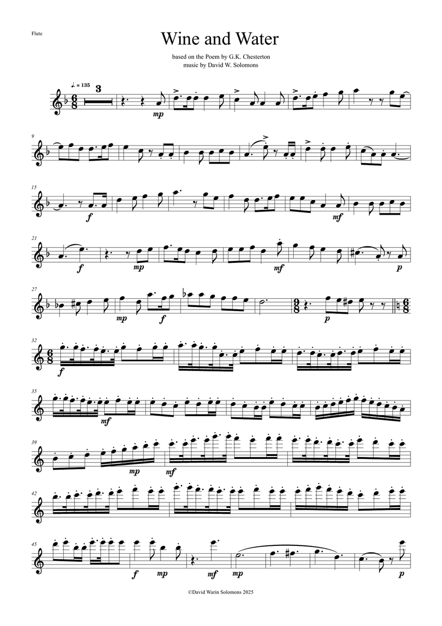 Wine and Water (Old Noah he had an Ostrich Farm) for wind trio (flute, oboe, clarinet) Woodwind Trio scores gallery preview page 5