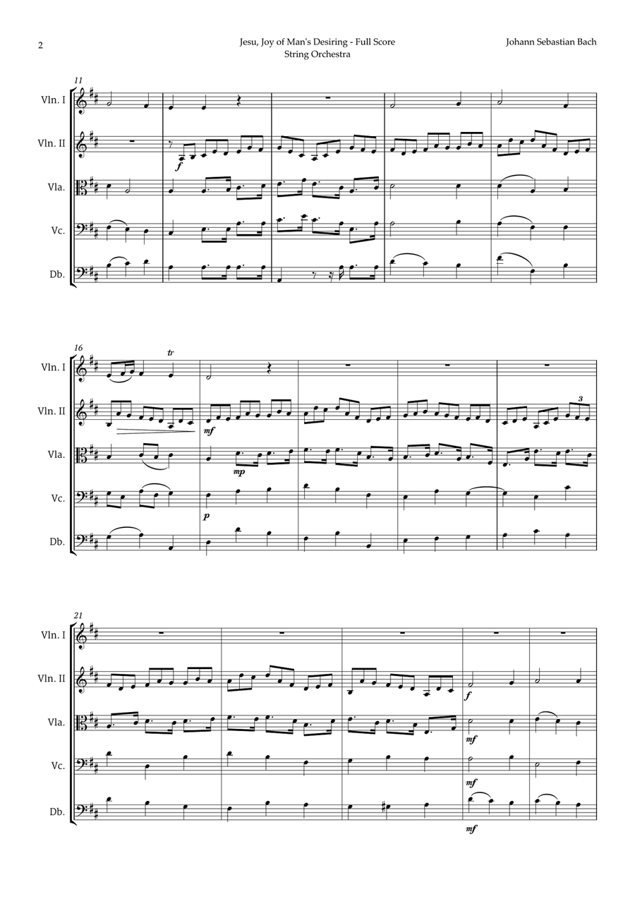 Jesu, Joy of Man's Desiring by Bach for String Orchestra Chamber Music scores gallery preview page 2