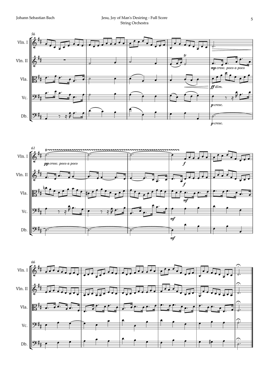 Jesu, Joy of Man's Desiring by Bach for String Orchestra Chamber Music scores gallery preview page 5