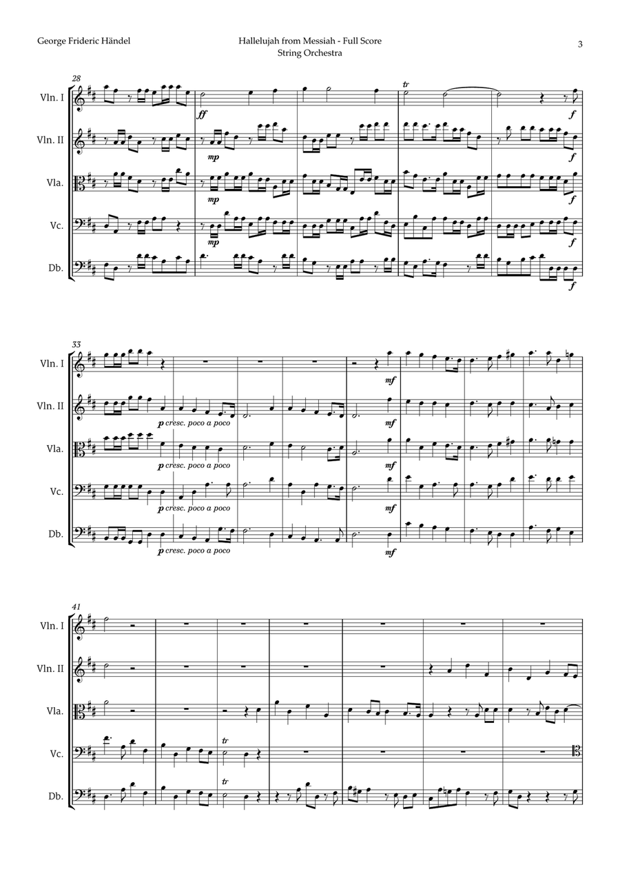 Hallelujah by Friedrich Händel for String Orchestra Chamber Music scores gallery preview page 3