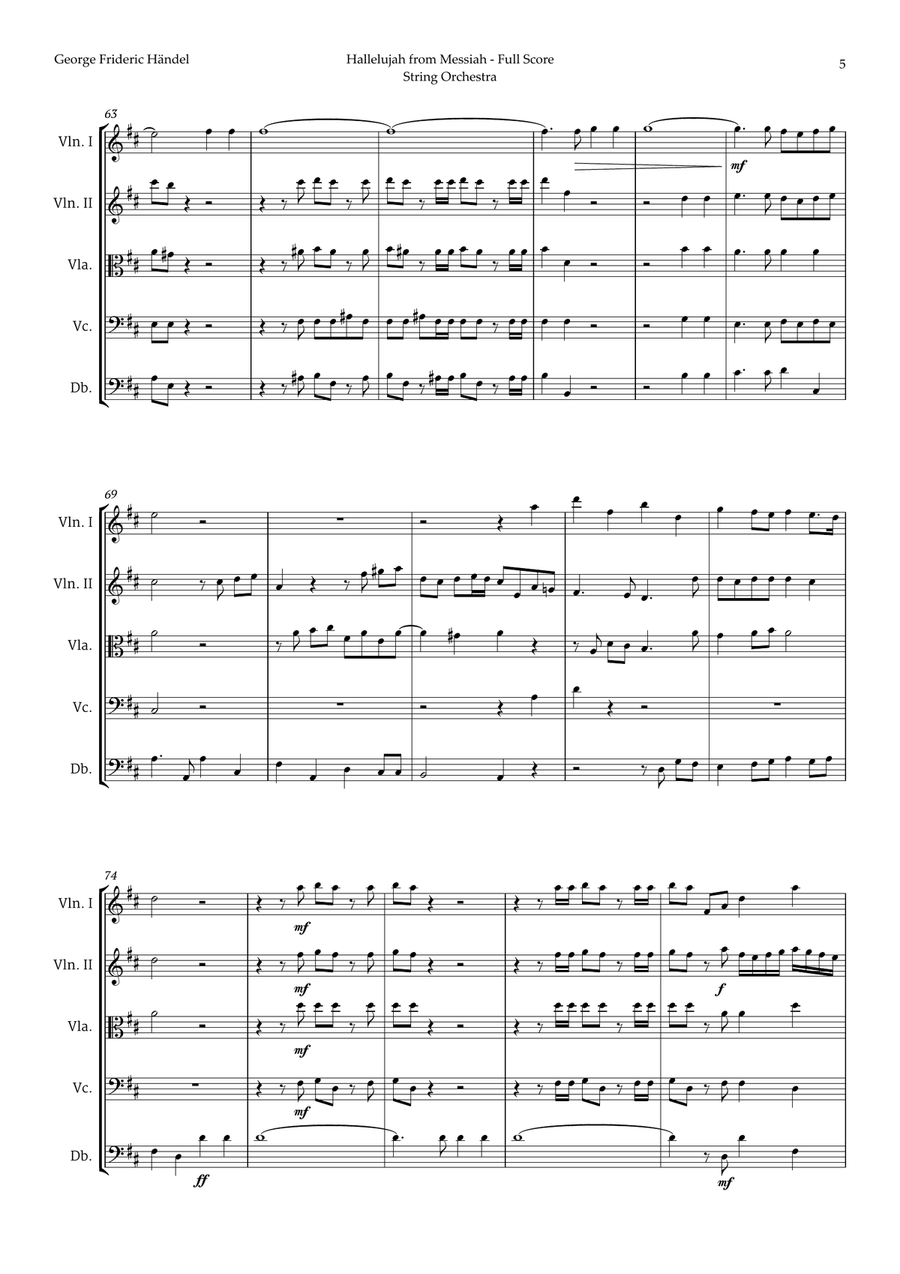 Hallelujah by Friedrich Händel for String Orchestra Chamber Music scores gallery preview page 5