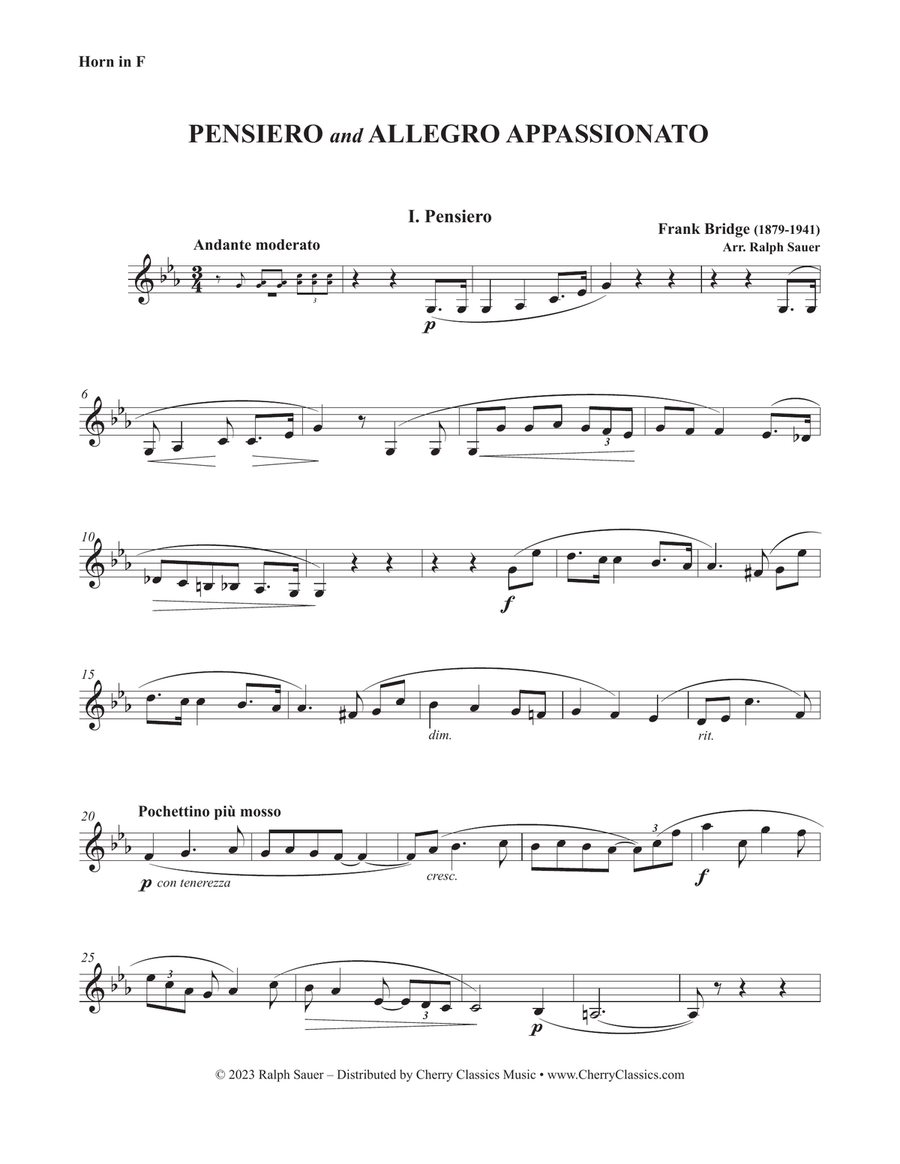 Pensiero and Allegro Appassianato for Horn and Piano Piano scores gallery preview page 1