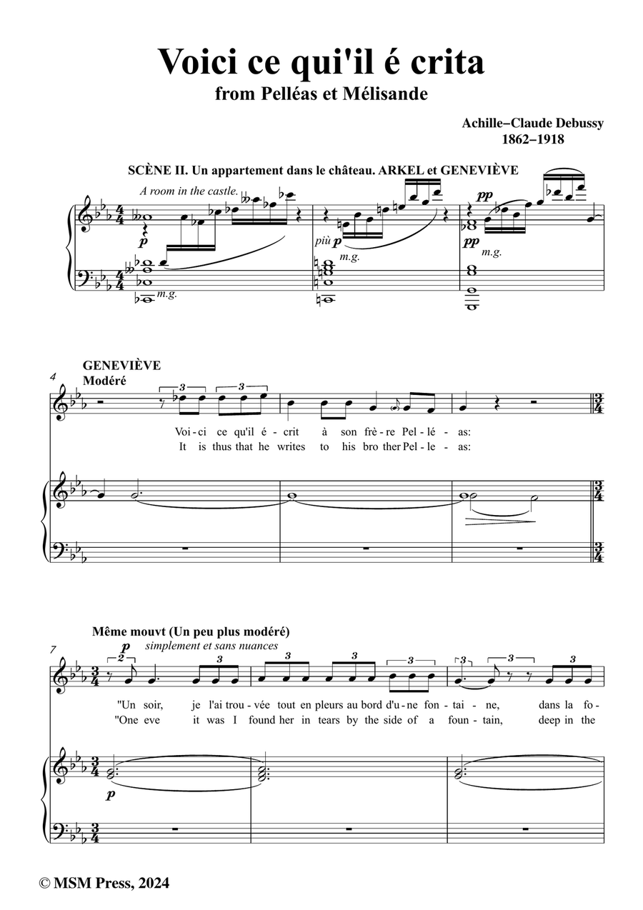 Debussy-Voici ce quiil e crita,in c minor Piano, Vocal scores gallery preview page 2