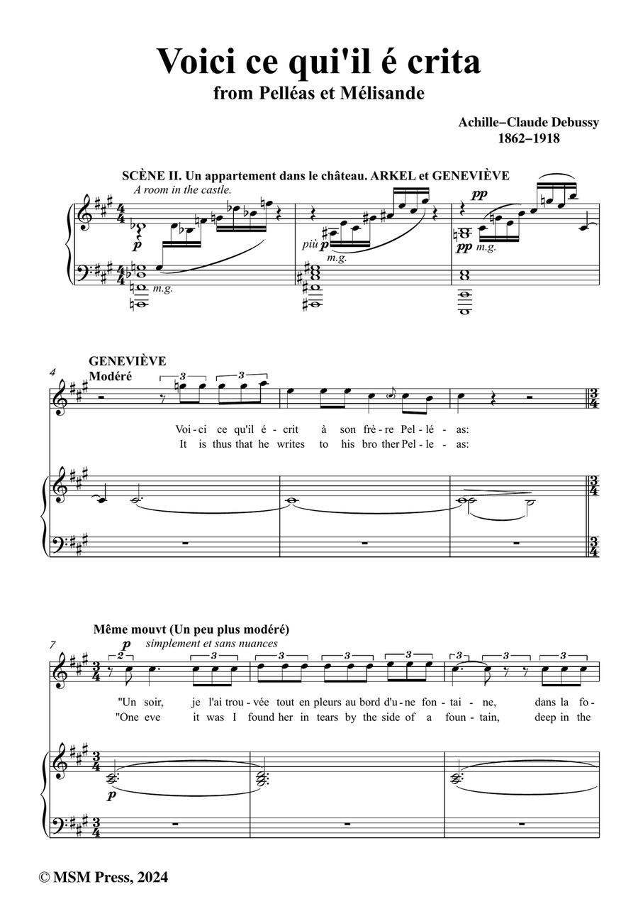 Debussy-Voici ce quiil e crita,in f sharp minor Piano, Vocal scores gallery preview page 2